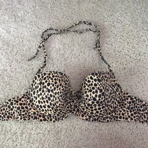 Victoria’s Secret leopard swim top.